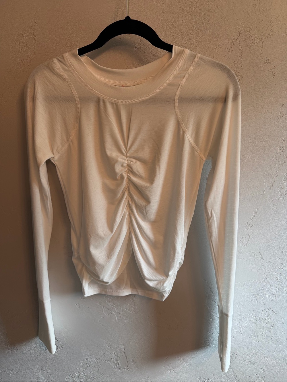 FP Movement by Free People White Long-Sleeve Ruched Front Top